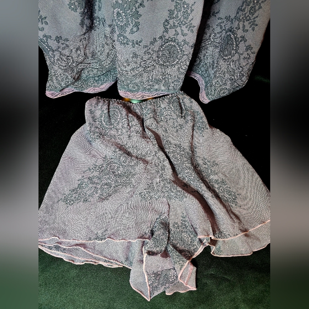 Elegant Lace Skirt Set in Gray and Pink - Picture 6 of 11